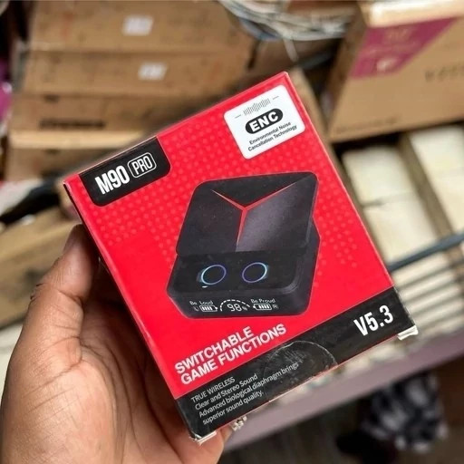 ایرپاد M90pro گیمینگ ضداب اورجینال2024پاوربانک دار کیفیت درجه یک بلوتوث نسخه 5.3 صحفه نمایش دار