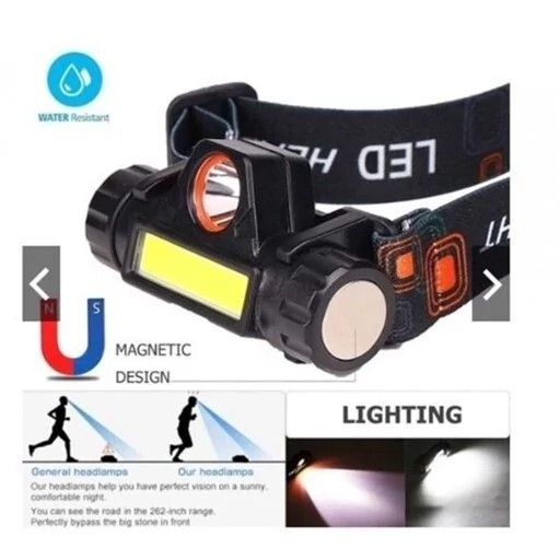 چراغ پیشانی هدلایت مقاوم در برابر آب شارژی با usb