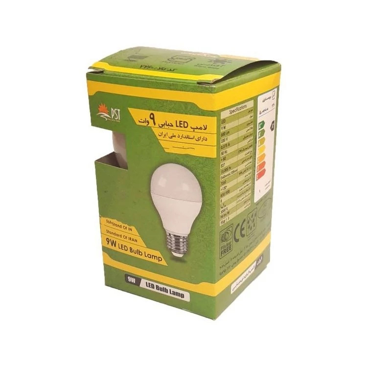 لامپ LED حبابی 9 وات پارس شعاع توس پایه E27 نچرال آفتابی مهتابی بهترین برند بازار قیمت عمده 1سال گارانتی