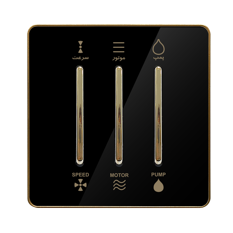 کلید پریز آسیا یاقوت مشکی طلایی پلکسی آینه ای با 5سال گارانتی